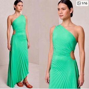 A.L.C. Vibrant Green One-Shoulder Dress